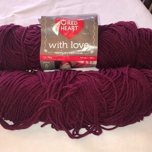 Red heart with love yarn.  Color Merlot app 1.5 skeins